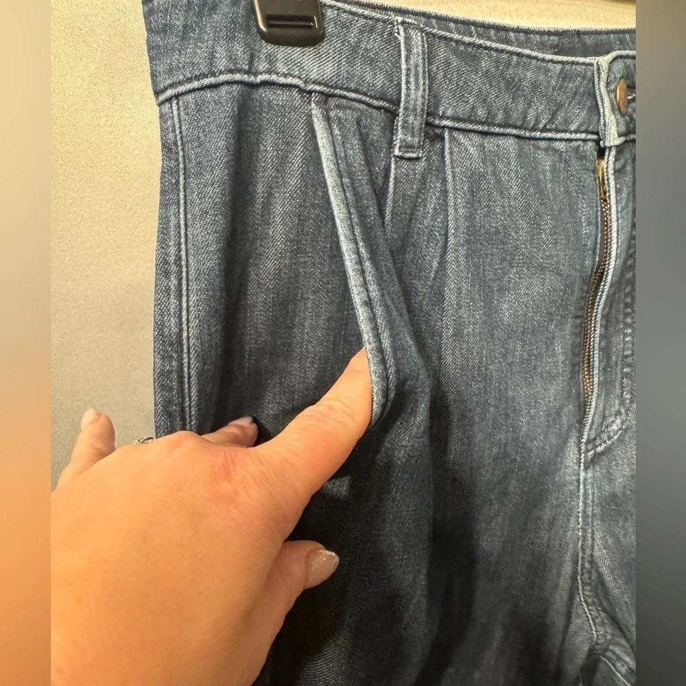 J. Crew High Rise, Tapered, Pleated, Wide Leg Jeans size 28